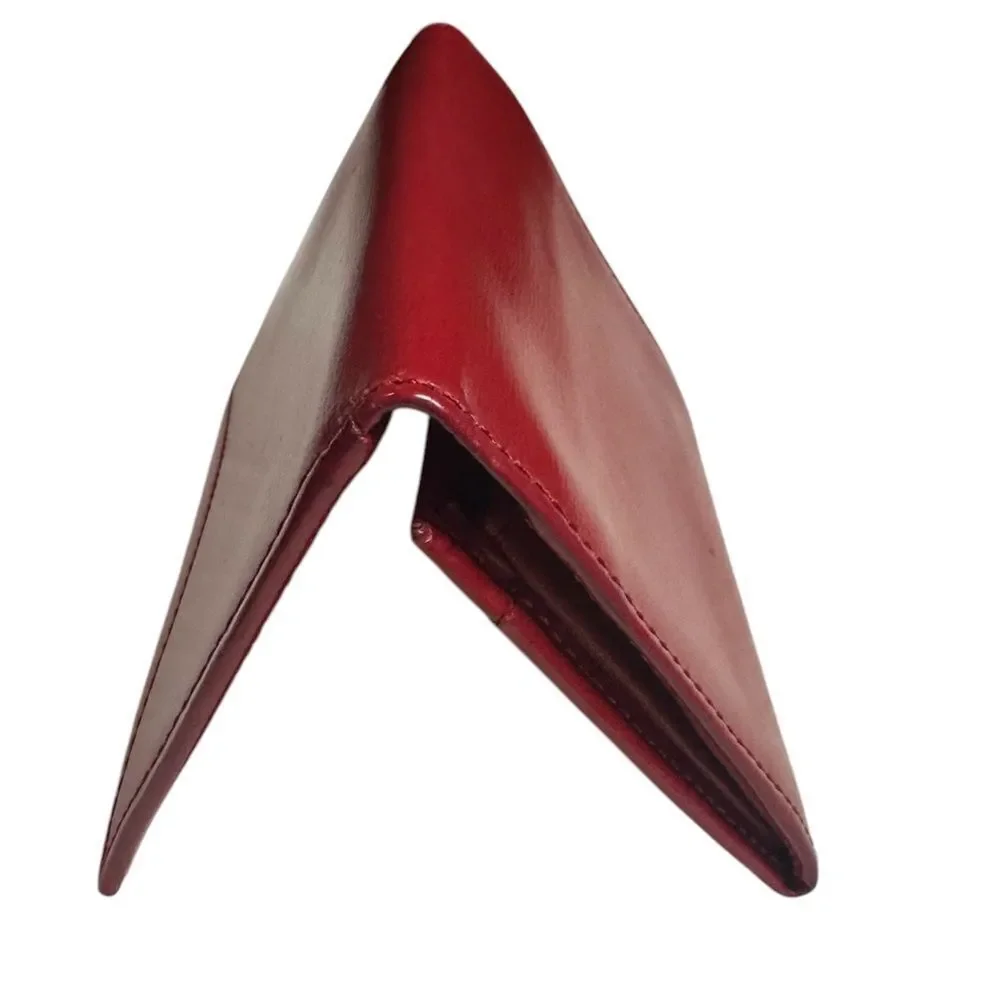 Auth Loewe Smooth Red Leather Bifold Card Holder